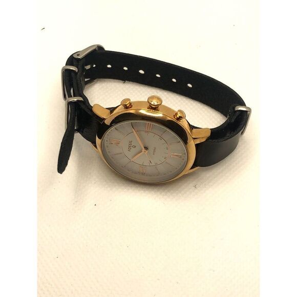 Fossil Q FTW5018 Womens Black Leather Analog White Dial Hybrid Smart Watch HK301 - Picture 7 of 9